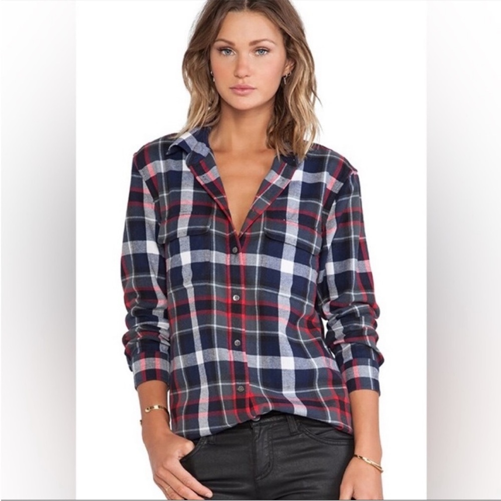 Equipment Femme Lightweight Flannel Plaid Button Down sz M